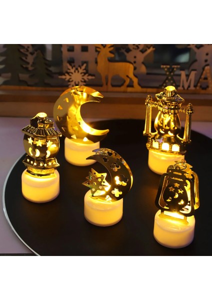 Stil 7 Eid Mubarak Yıldız Ay LED Mum Işığı Ramazan Kareem Dekorasyon 2023 Ev Dekor Islam Müslüman Parti Kaynağı Eid Al Kurban Dekor (Yurt Dışından)