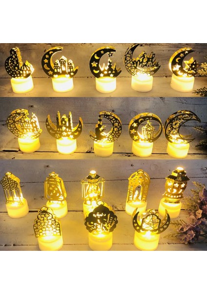 Stil 7 Eid Mubarak Yıldız Ay LED Mum Işığı Ramazan Kareem Dekorasyon 2023 Ev Dekor Islam Müslüman Parti Kaynağı Eid Al Kurban Dekor (Yurt Dışından)