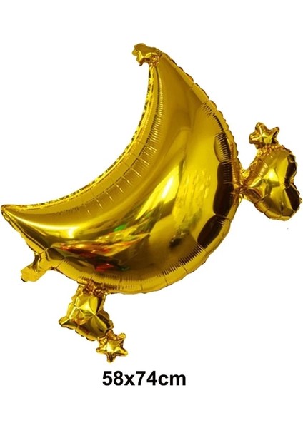 Altın Ay Ramazan Eid Mubarak Siyah Altın Süslemeleri Balon Ramazan Sofra Askı Süsleri Banner Eid Parti Tatil Evi Süslemeleri (Yurt Dışından)