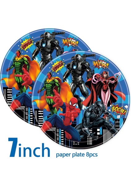 9 Inç 8 Adet Plaka Süper Kahraman Parti Malzemeleri Avengers Temalı Kek Topper Tek Kullanımlık Sofra Masa Örtüsü Balon Boys Doğum Günü Partisi Dekorasyon (Yurt Dışından) fiyatları