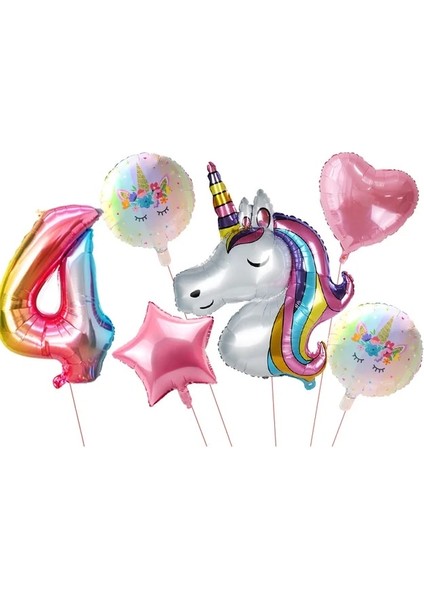 6 Adet Numarası Set-6 Unicorn Doğum Günü Dekorasyon Unicorn Lateks Balonlar Kağıt Bardaklar Saman Peçeteler Masa Örtüsü Kız Doğum Günü Bebek Gösterisi Parti Malzemeleri (Yurt Dışından)