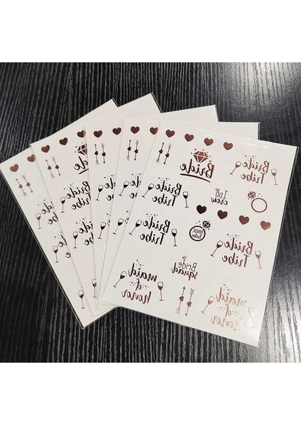 10-1--Pembe Kabile Gül Altın Etiket Gelin Düğün Bekarlığa Veda Partisi Dekoru Ekibi Gelin Nedime Hediye Geçici Dövme Etiket Gelin Duş (Yurt Dışından) modelleri