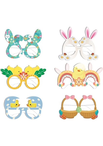 6 Adet Gözlük 2023 Karikatür Paskalya Ahşap Süs Tavşan Tavşan Çiçek Ahşap Paskalya Masa Dekoru Paskalya Parti Masası Süslemeleri Malzemeleri (Yurt Dışından)