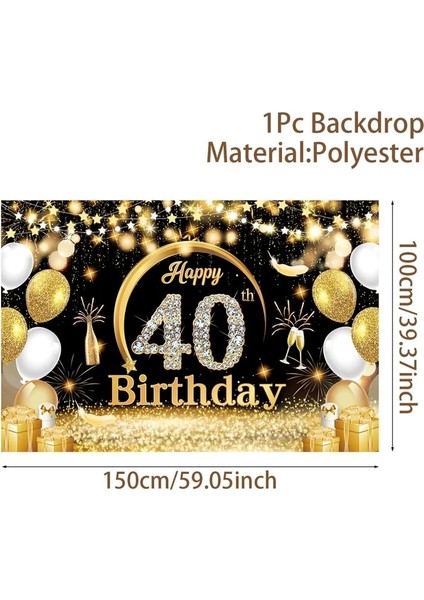 40'ıncı Siyah Altın Doğum Günü Masa Koşucu 30 50 Doğum Günü Masa Örtüsü Balon Parti Dekorasyon Ev Zemin Düğün Yetişkin Yıldönümü (Yurt Dışından)