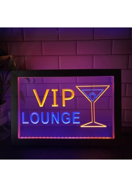 Mavi ve Sarı 23X17 cm Vıp Salonu Kokteyller LED Neon Burcu Fotoğraf Çerçevesi Yaratıcı Masa Lambası Yatak Odası Masası Ahşap 3D Gece Lambası (Yurt Dışından)