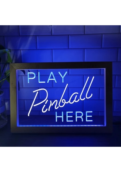 Beyaz ve Mavi 23X17 cm Langırt Odası Burada Oyna Oyunu Man Cave Bar Çift Renkli LED Neon Burcu Fotoğraf Çerçevesi Yatak Odası Masası 3D Gece Lambası (Yurt Dışından)