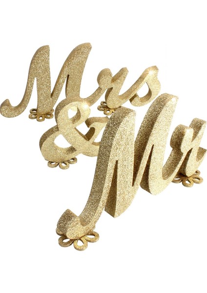 Bir Düğün Gelin Duş Parti Masa Dekorasyon Malzemeleri Bay ve Bayan Işaretleri Sevgiliye Gümüş Altın Glitter Bay ve Bayan Ahşap Harfler (Yurt Dışından) fiyatları