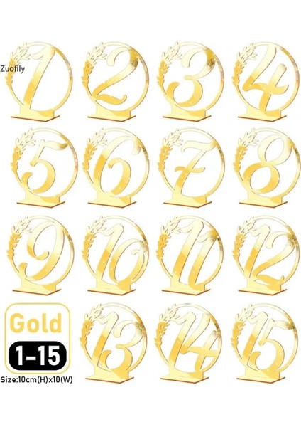 Gösterildiği Gibi Sayı 1-15 Altın 20PCS Numarası Masa Akrilik Masa Numaraları Standlı Işaretler Düğün Resepsiyonu Için Tutucular Bebek Yıldönümü Doğum Günü Gelin Partisi (Yurt Dışından)