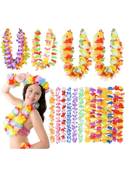 A01 12 Adet Hawaii Parti Yapay Çiçekler Plaj Çiçek Ipek Çelenk Kolye Hawaii Yaz Düğün Doğum Günü Tropikal Parti Dekoru (Yurt Dışından)