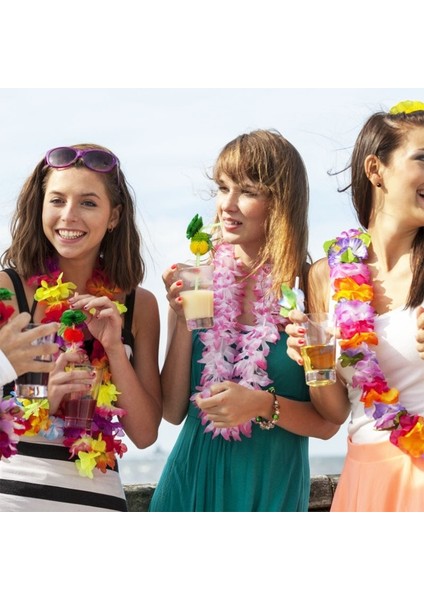 A01 12 Adet Hawaii Parti Yapay Çiçekler Plaj Çiçek Ipek Çelenk Kolye Hawaii Yaz Düğün Doğum Günü Tropikal Parti Dekoru (Yurt Dışından)