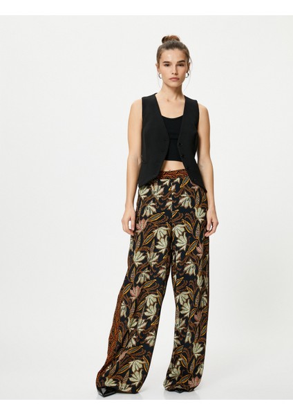 Bol Paça Pantolon Etnik Desenli Cepli Yüksek Bel fiyatları