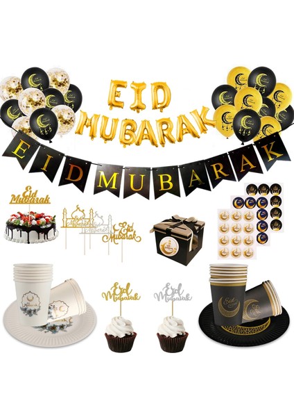 BALON13 Eıd Mubarak Banner Balonlar Kek Topper Ramazan Dekorasyon Ramazan Kareem Mubarak Müslüman Islam Festivali Parti Dıy Süslemeleri (Yurt Dışından)