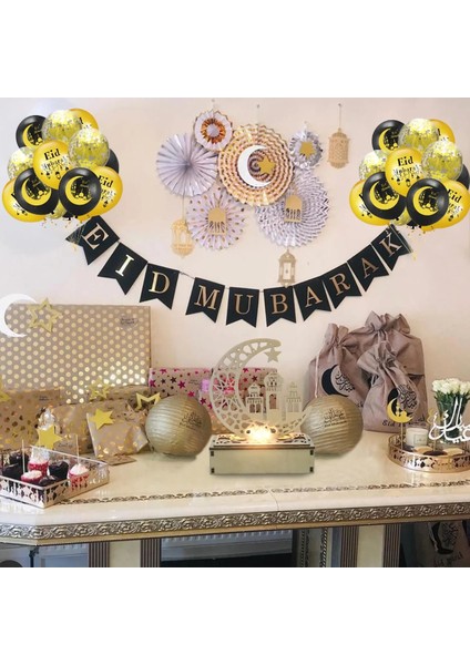 BALON13 Eıd Mubarak Banner Balonlar Kek Topper Ramazan Dekorasyon Ramazan Kareem Mubarak Müslüman Islam Festivali Parti Dıy Süslemeleri (Yurt Dışından) fırsatları