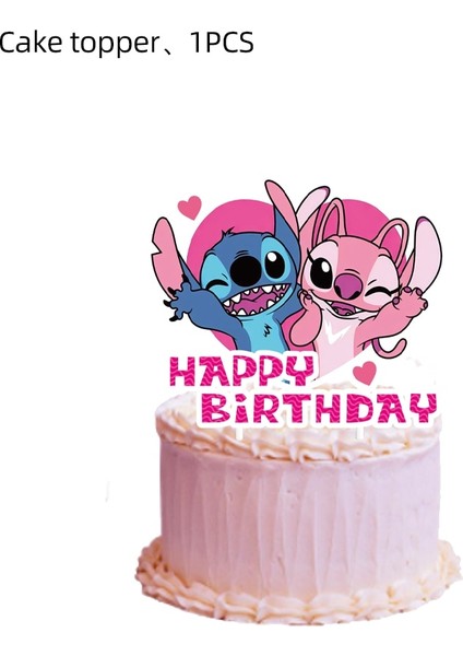 1 Adet Balon Pembe Lilo ve Stitch Tema Parti Malzemeleri Set Mutlu Doğum Günü Banner Kek Topper 3D Balonlar Bebek Duş Çocuk Kız Parti Iyilik (Yurt Dışından)