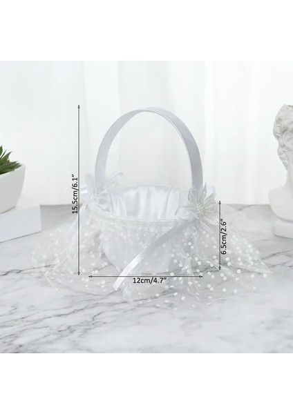 H03 Beyaz Düğün Çiçek Sepeti Ipek Çiçek Kız Sepeti Düğün Dekorasyon Için Düğün Nedime Çiçek Petal Sepeti 20 Cm/6.5 Inç (Yurt Dışından)