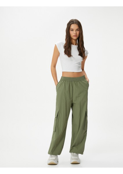 Paraşüt Pantolon Cepli Standart Bel Jogger Lastikli Paça