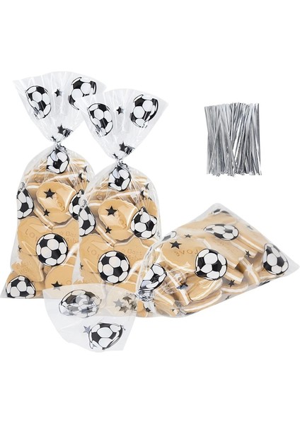 F01-10PCS Futbol Futbol Şeker Çerez Çanta Futbol Tema Parti Süslemeleri Plastik Ikram Çantaları Hediye Paketleme Bebek Duş Doğum Günü Dekor (Yurt Dışından) fırsatları