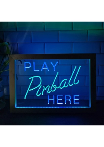 Yeşil ve Mavi 23X17 cm Langırt Odası Burada Oyna Oyunu Man Cave Bar Çift Renkli LED Neon Burcu Fotoğraf Çerçevesi Yatak Odası Masası 3D Gece Lambası (Yurt Dışından)