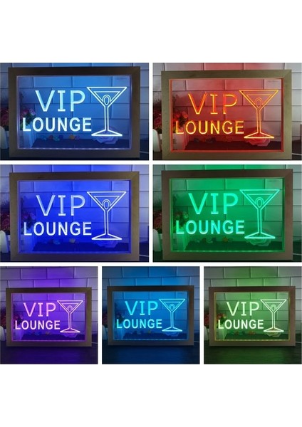 7 Renk 23X17 cm Vıp Salonu Kokteyller LED Neon Burcu Fotoğraf Çerçevesi Yaratıcı Masa Lambası Yatak Odası Masası Ahşap 3D Gece Lambası (Yurt Dışından)