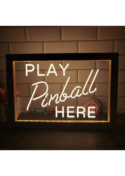 1 Renk Sıcak Renk 23X17 cm Langırt Odası Burada Oyna Oyun Man Cave Bar Çift Renkli LED Neon Burcu Fotoğraf Çerçevesi Yatak Odası Masası 3D Gece Lambası (Yurt Dışından)