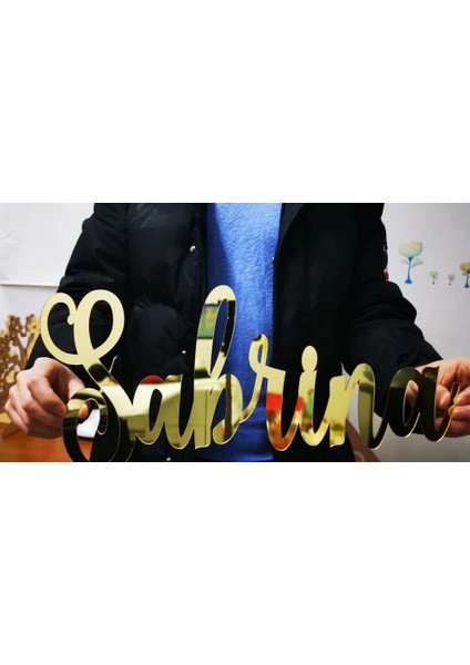 Glitter Altın 20 cm Genişlik Özel Ayna Altın Isim Burcu Duvar Asılı Masa Işareti Rustik Düğün Yıldönümü Nişan Parti Olay Dekor (Yurt Dışından)