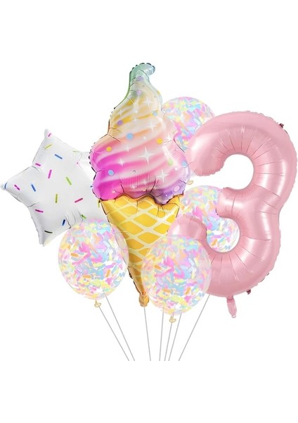 Pink3 Donut Dondurma Alüminyum Folyo Beş Köşeli Yıldız Balon Bebek Duş Doğum Günü Mutlu Parti Şeker Dekorasyon Tatlı Numarası Ss2 (Yurt Dışından)