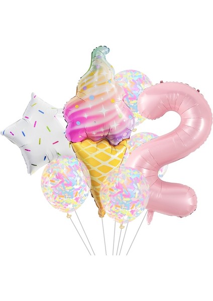 Pink3 Donut Dondurma Alüminyum Folyo Beş Köşeli Yıldız Balon Bebek Duş Doğum Günü Mutlu Parti Şeker Dekorasyon Tatlı Numarası Ss2 (Yurt Dışından) fırsatları