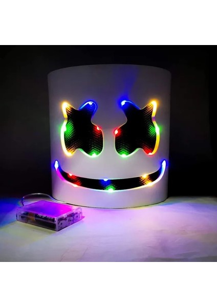 LED Dj Aydınlık Baş Maskesi Gerçekçi Marshmello Maskesi Nefes Kask Maskesi Dayanıklı Karnaval Festivali Cadılar Bayramı Partisi Sahne Cosplay (Yurt Dışından)