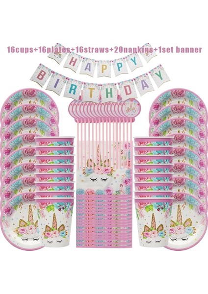 69 Adet Peri Unicorn Deco Kız Doğum Günü Partisi 1 2 3 Yaş Parti Sofra Bir Yaşındaki Bebek Duş Dekorasyonu Unicornio Doğum Günü Malzemeleri (Yurt Dışından)