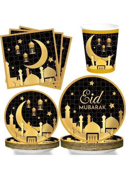Stil 3 Eid Mubarak Kağıt Tabak Bardak Ramazan Dekorasyon 2023 Ramazan Kareem Parti Malzemeleri Eid Mubarak Müslüman Islam Festivali Dekorasyon (Yurt Dışından)