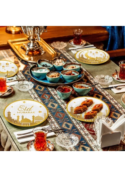 Stil 3 Eid Mubarak Kağıt Tabak Bardak Ramazan Dekorasyon 2023 Ramazan Kareem Parti Malzemeleri Eid Mubarak Müslüman Islam Festivali Dekorasyon (Yurt Dışından)