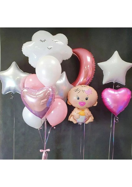 5 Adet 12 Inç E Erkek Kız 1 Yıl Doğum Günü Balonları Çocuklar 1. Doğum Günü Partisi Dekorasyon Beyaz Bulut Ay Folyo Balon Bebek Duş Dıy Dekor Tedarik (Yurt Dışından) modelleri