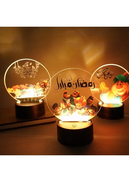 Kolye Lamba Ailesi 2023 Eıd Mubarak LED Işık Masa Süsleri 3D Akrilik Gece Lambası Müslüman Ramazan Partisi Eid Al Kurban Ramazan Dekorasyon Ev Için (Yurt Dışından)