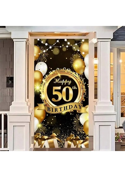 Balon Seti Mutlu 50. Doğum Günü Zemin Arka Plan Afiş Adam Peçete Balon Kapı Perdesi 50 Yıl Yıldönümü 50 Doğum Günü Partisi Dekoru (Yurt Dışından)