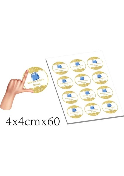 Açık Mavi 4 cm x 60 72/45 Kişiselleştirilmiş Sünnet Mübarek Tahara Çanta Hediye Kutusu Şeker Etiketleri Kendinden Yapışkanlı Isim Çıkartmaları Bebek Duş Noel Dekor (Yurt Dışından)
