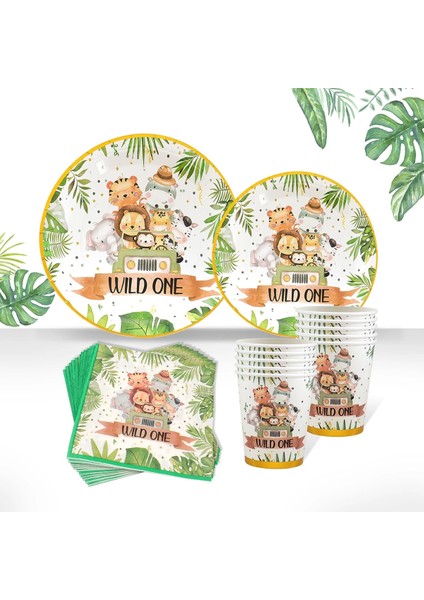 Zeytin Orman Hayvanları Tek Kullanımlık Sofra Vahşi Bir Woodland Safari 1. Doğum Günü Partisi Dekorasyon Çocuklar Bebek Duş Orman Temalı Parti (Yurt Dışından)