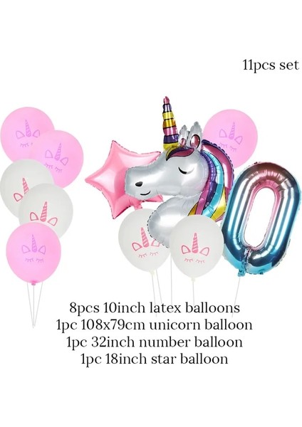 11 Adet Balon 0 Peri Unicorn Deco Kız Doğum Günü Partisi 1 2 3 Yaş Parti Sofra Bir Yaşındaki Bebek Duş Dekorasyonu Unicornio Doğum Günü Malzemeleri (Yurt Dışından) fiyatları