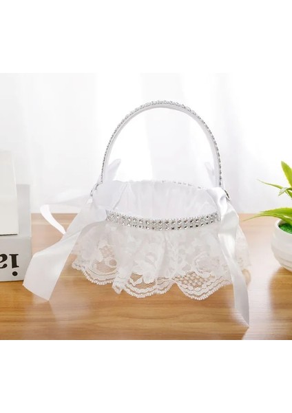 01 Beyaz Düğün Çiçek Sepeti Ipek Çiçek Kız Sepeti Düğün Dekorasyon Için Düğün Nedime Çiçek Petal Sepeti 20 Cm/6.5 Inç (Yurt Dışından)