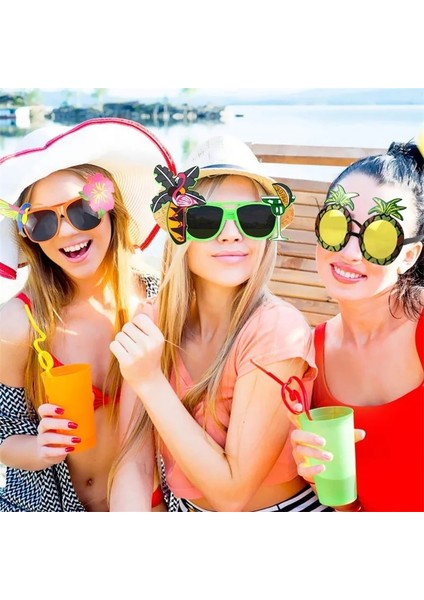 36 Hawaii Plaj Partisi Pembe Flamingo Parti Tropikal Süslemeleri Komik Gözlük Ananas Güneş Gözlüğü Yaz Luau Hawaii Parti Etkinliği (Yurt Dışından) fırsatları