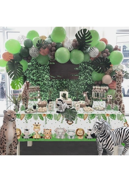 1 Adet Zebra Orman Doğum Günü Partisi Dekoru Hayvan Palmiye Yaprakları Masa Örtüsü Bardak Plaka Vahşi Bir Woodland Safari 1st Çocuk Doğum Günü Partisi Dekorasyon (Yurt Dışından)