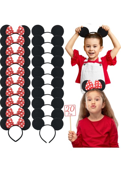 10 Adet Setc 20 Adet/takım Mickey Minnie Mouse Kulaklar Yay Kafa Bandı Yetişkinler ve Çocuk Kostüm Olay Kafa Bandı Çocuklar Için Doğum Günü Partisi Favor Hediyeler (Yurt Dışından)