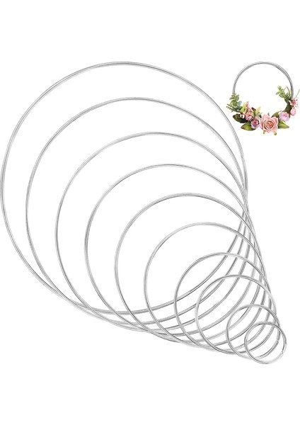 GÜMÜŞ-20CM 10-30CM Metal Hoop Çelenk Çerçeve Tel Halka Çiçek Çelenk Tutucu Yüzükler Dıy Makrome Çiçek Düğün Dekorasyon Için Dream Catcher (Yurt Dışından)