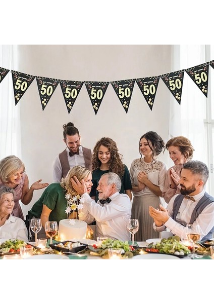 Zemin 2 Mutlu 50. Doğum Günü Zemin Arka Plan Afiş Adam Peçete Balon Kapı Perdesi 50 Yıl Yıldönümü 50 Doğum Günü Partisi Dekoru (Yurt Dışından) fırsatları
