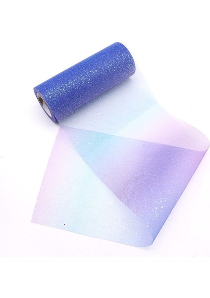 BLUE-15CM 10Y Gökkuşağı Glitter Tül Rulo Masa Koşucu Sandalye Kanat Yay Tutu Etek Düğün Parti Hediye Şerit Unicorn Doğum Günü Dekorasyon (Yurt Dışından)