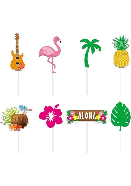 8 Adet Kek Toppers 8 Adet Hawaii Parti Gözlükleri Fotoğraf Dekorasyon Sahne Flamingo Parti Ananas Gözlük Yaz Plaj Partisi Komik Makaleler (Yurt Dışından)