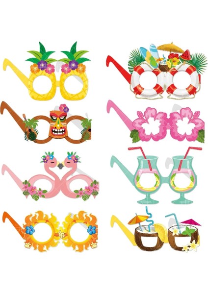 8 Adet Kek Toppers 8 Adet Hawaii Parti Gözlükleri Fotoğraf Dekorasyon Sahne Flamingo Parti Ananas Gözlük Yaz Plaj Partisi Komik Makaleler (Yurt Dışından)