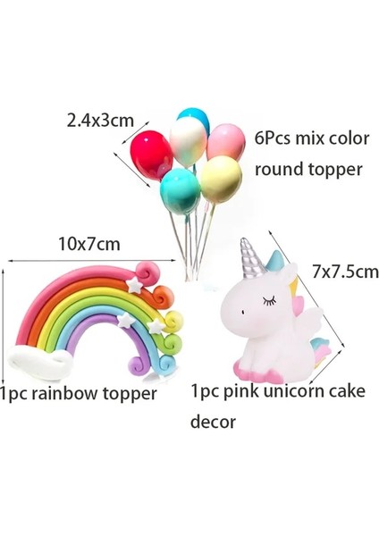 Kek Topper Seti Unicorn Doğum Günü Dekorasyon Unicorn Lateks Balonlar Kağıt Bardaklar Saman Peçeteler Masa Örtüsü Kız Doğum Günü Bebek Gösterisi Parti Malzemeleri (Yurt Dışından)