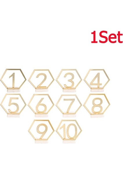 1 Takım Altın 1-10 Gösterisi Olarak Altıgen Masa Numarası Işaretleri Düğün Dekor Için Gümüş Altın Akrilik Numarası Doğum Günü Geometriktable Koltuk Kartı Romen Rakamları (Yurt Dışından)