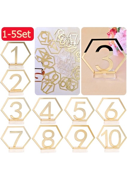 1 Takım Altın 1-10 Gösterisi Olarak Altıgen Masa Numarası Işaretleri Düğün Dekor Için Gümüş Altın Akrilik Numarası Doğum Günü Geometriktable Koltuk Kartı Romen Rakamları (Yurt Dışından) fırsatları