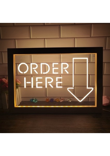 1 Renk Sıcak Renk 23X17 cm Buradan Sipariş Verin Kasiyer Dükkanı Çift Renkli LED Neon Burcu Fotoğraf Çerçevesi Yaratıcı Masa Lambası Yatak Odası Masası Ahşap 3D Gece Lambası (Yurt Dışından)